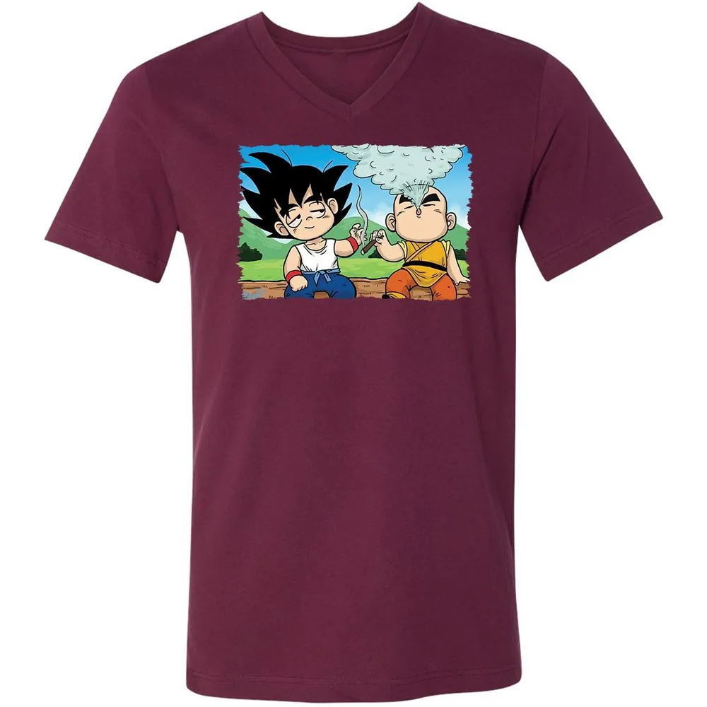 Unisex V-Neck T-Shirt - UYABYVP9 - Maroon - 6