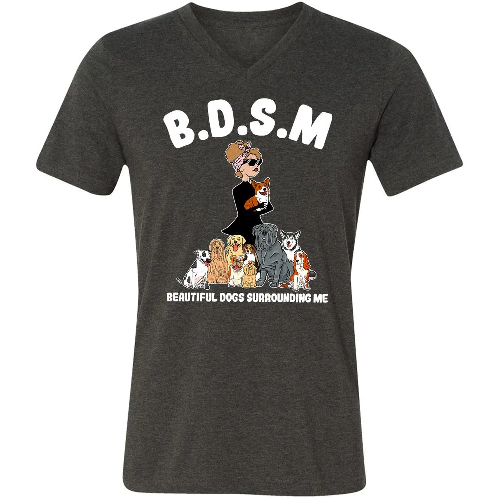 Unisex V-Neck T-Shirt - 3ZD9MFD7 - Dark Grey Heather - 8