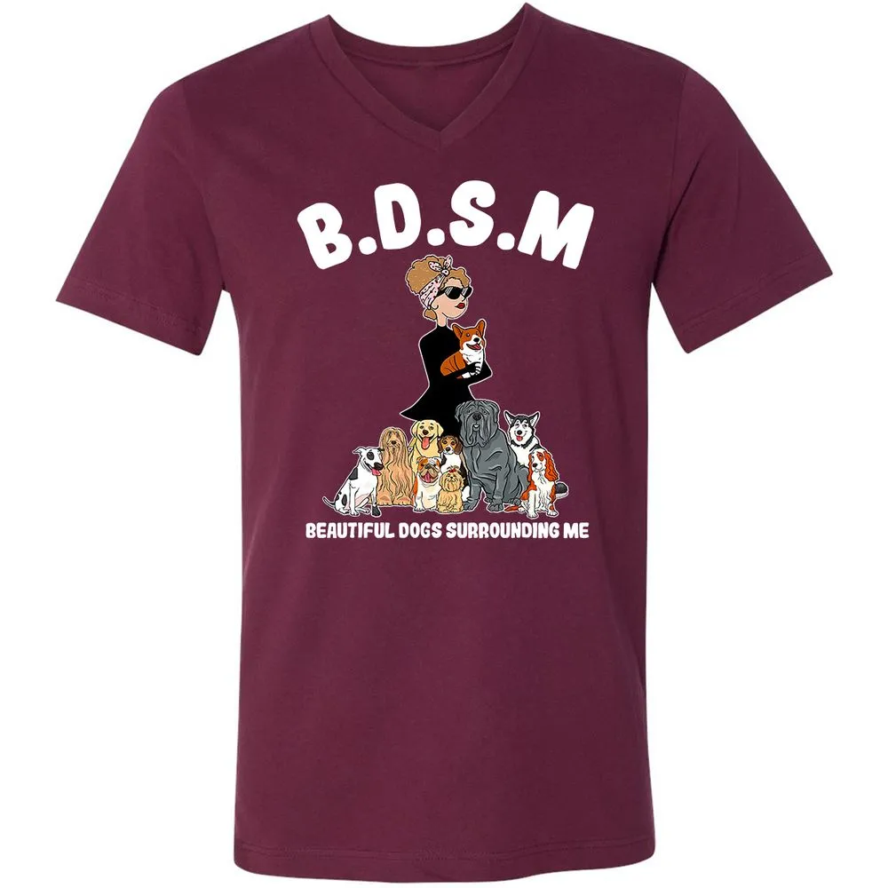 Unisex V-Neck T-Shirt - 3ZD9MFD7 - Maroon - 6