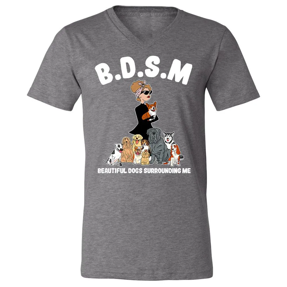 Unisex V-Neck T-Shirt - 3ZD9MFD7 - Deep Heather - 13