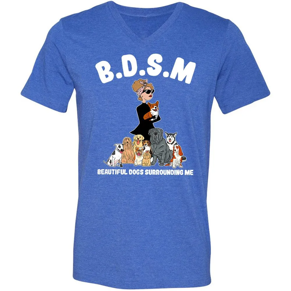Unisex V-Neck T-Shirt - 3ZD9MFD7 - Heather True Royal - 14