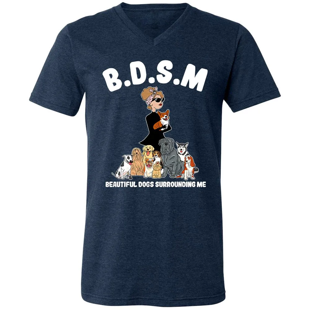 Unisex V-Neck T-Shirt - 3ZD9MFD7 - Heather Navy - 15
