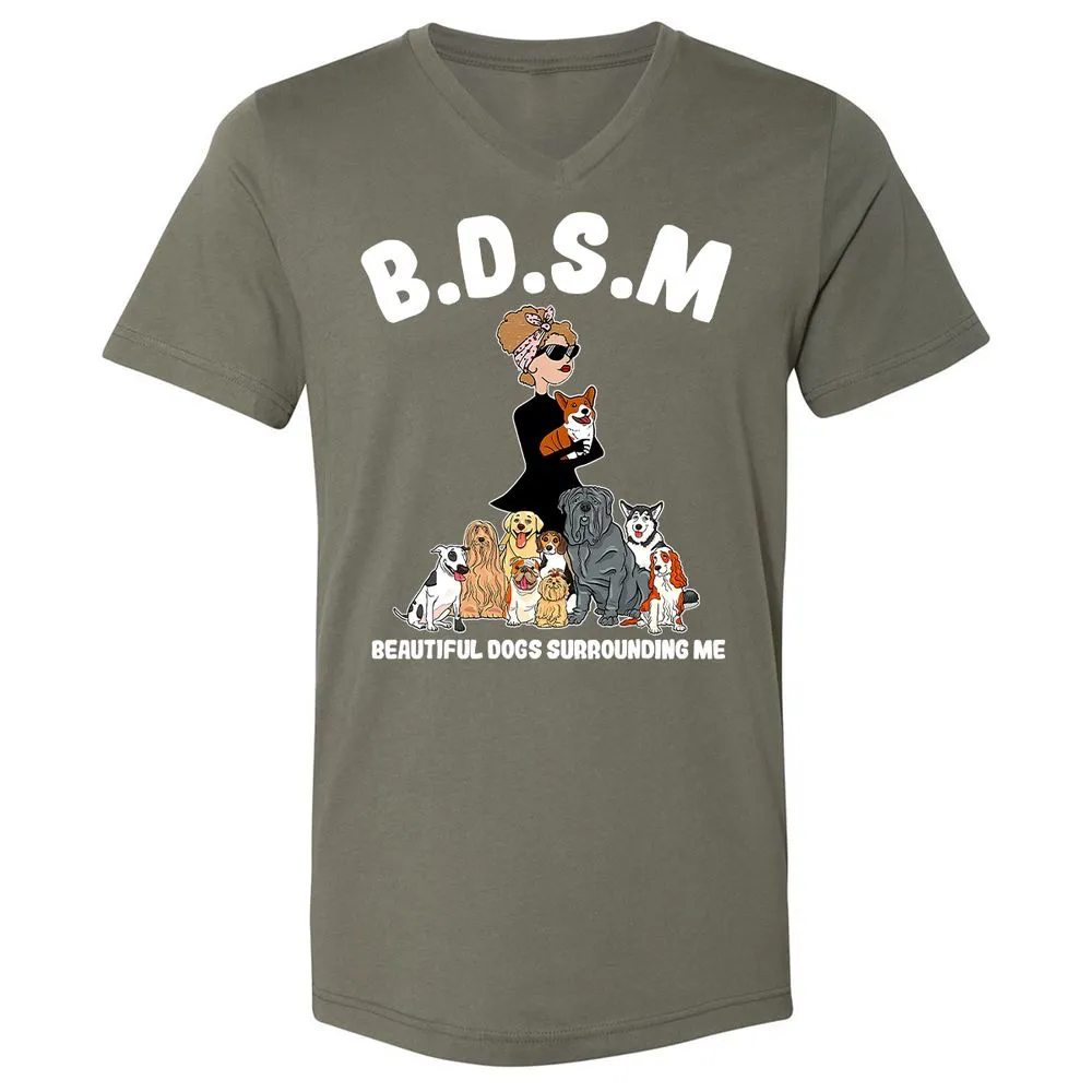 Unisex V-Neck T-Shirt - 3ZD9MFD7 - Military Green - 10