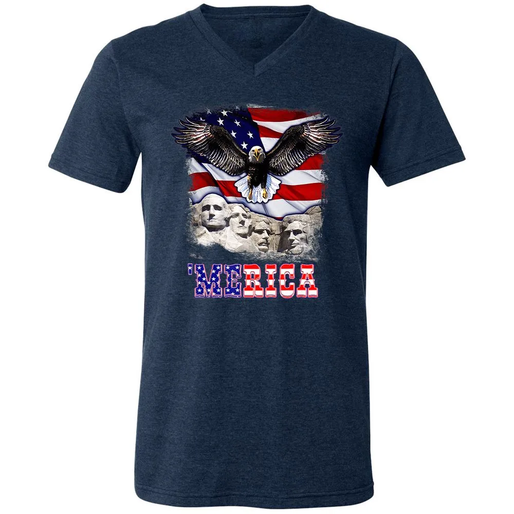Unisex V-Neck T-Shirt - Q77MXCMQ - Heather Navy - 15