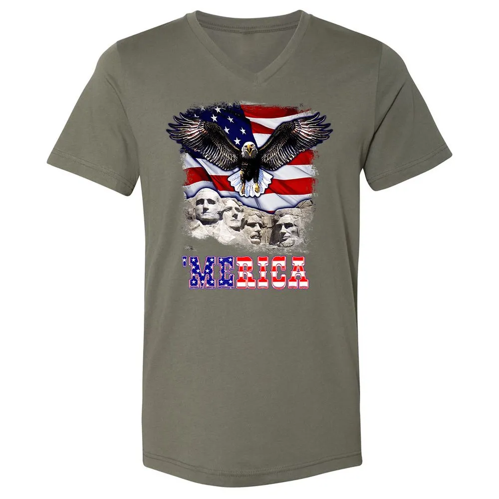 Unisex V-Neck T-Shirt - Q77MXCMQ - Military Green - 10