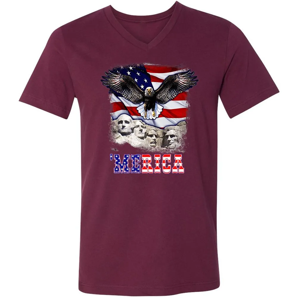 Unisex V-Neck T-Shirt - Q77MXCMQ - Maroon - 6