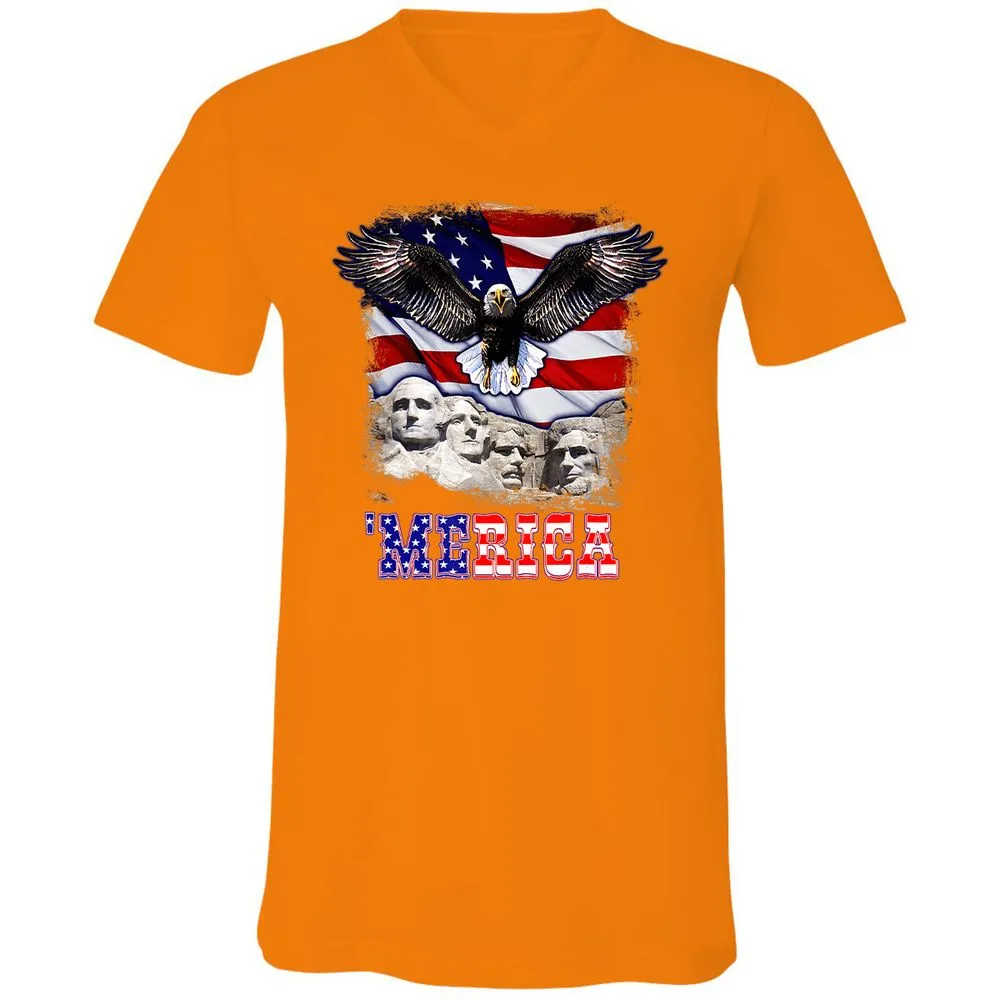 Unisex V-Neck T-Shirt - Q77MXCMQ - Orange - 11