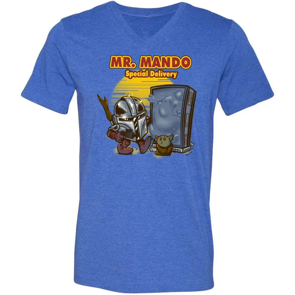 Unisex V-Neck T-Shirt - EPYQS3YE - Heather True Royal - 14
