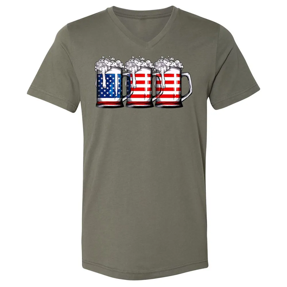 Unisex V-Neck T-Shirt - BJGR3HND - Military Green - 10
