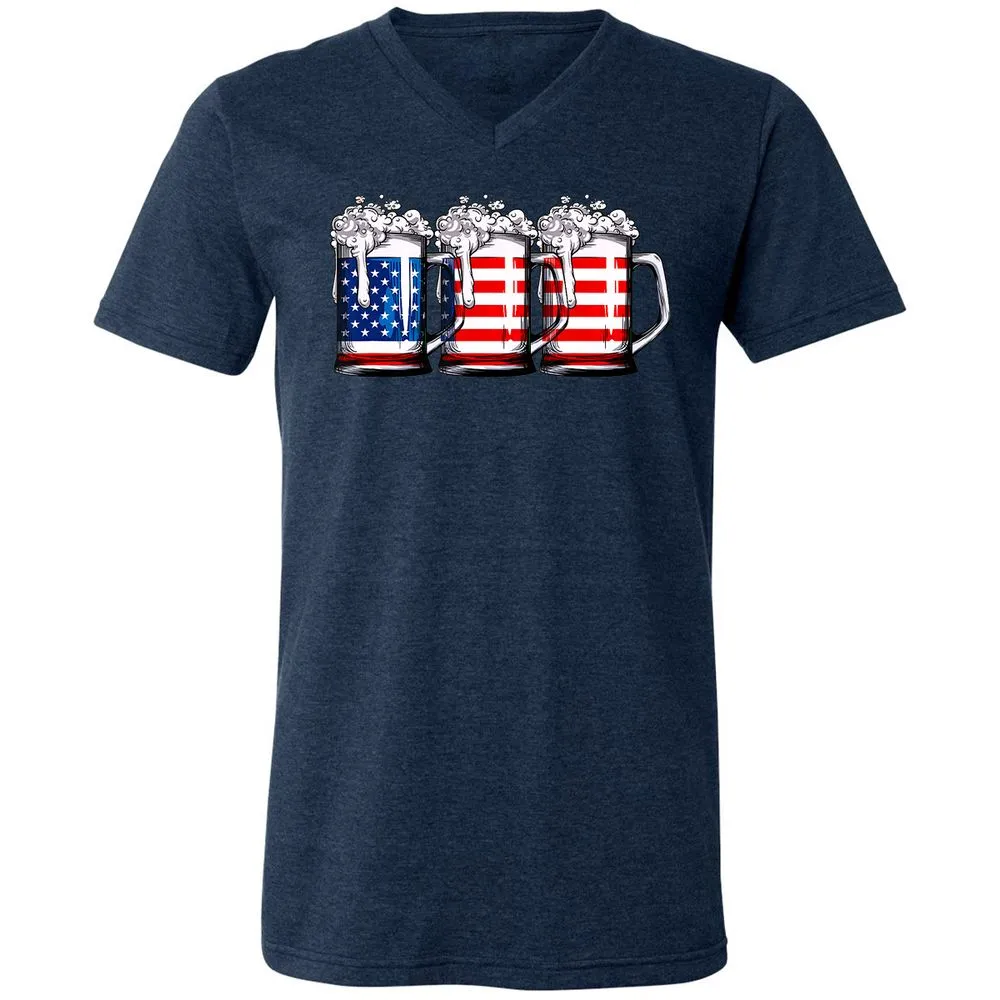 Unisex V-Neck T-Shirt - BJGR3HND - Heather Navy - 15