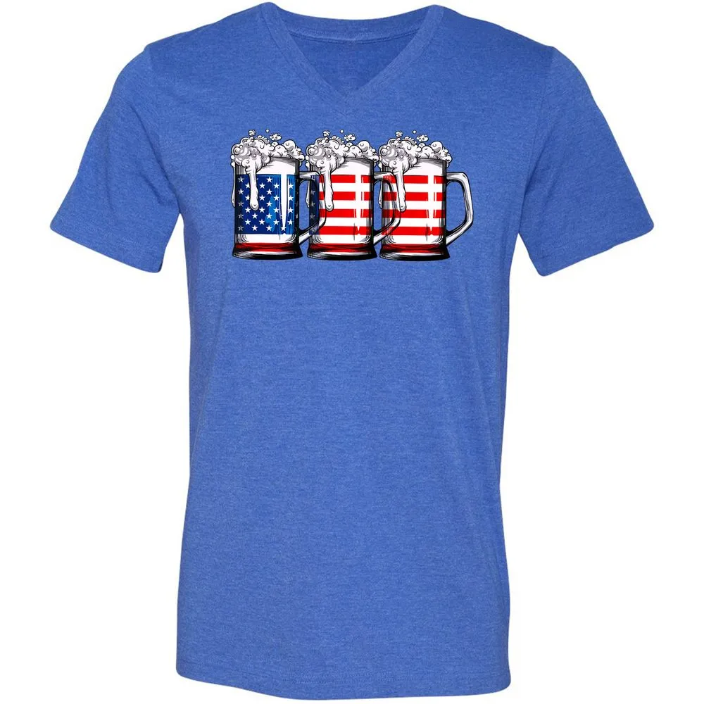 Unisex V-Neck T-Shirt - BJGR3HND - Heather True Royal - 14