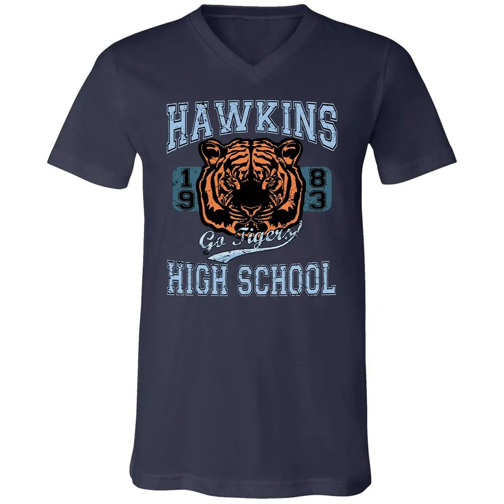 Unisex V-Neck T-Shirt - DVQDPYWF - Navy - 2