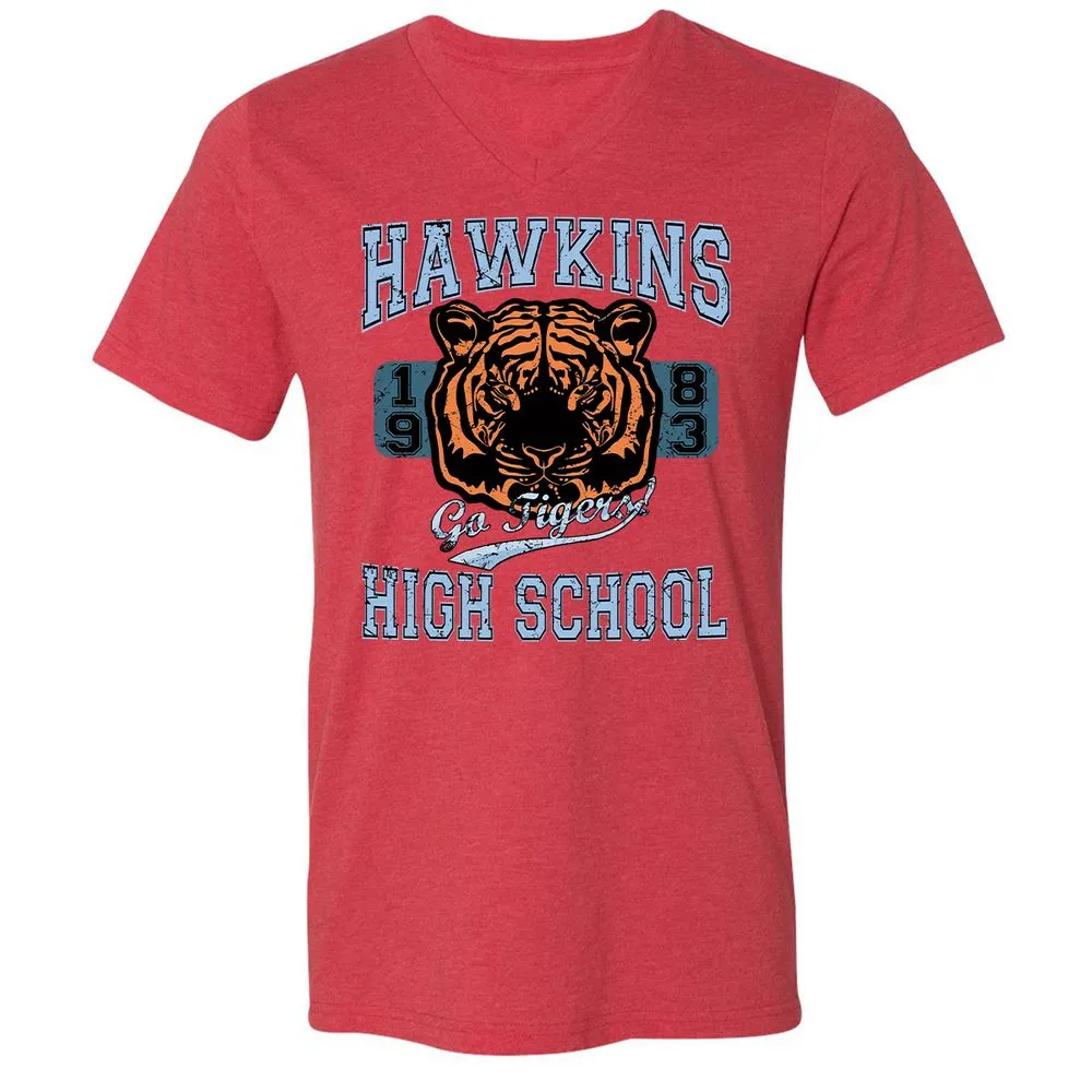Unisex V-Neck T-Shirt - DVQDPYWF - Heather Red - 16