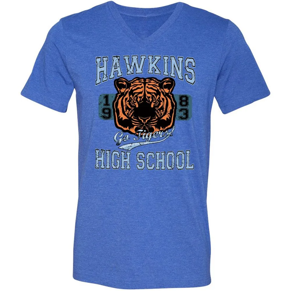 Unisex V-Neck T-Shirt - DVQDPYWF - Heather True Royal - 14