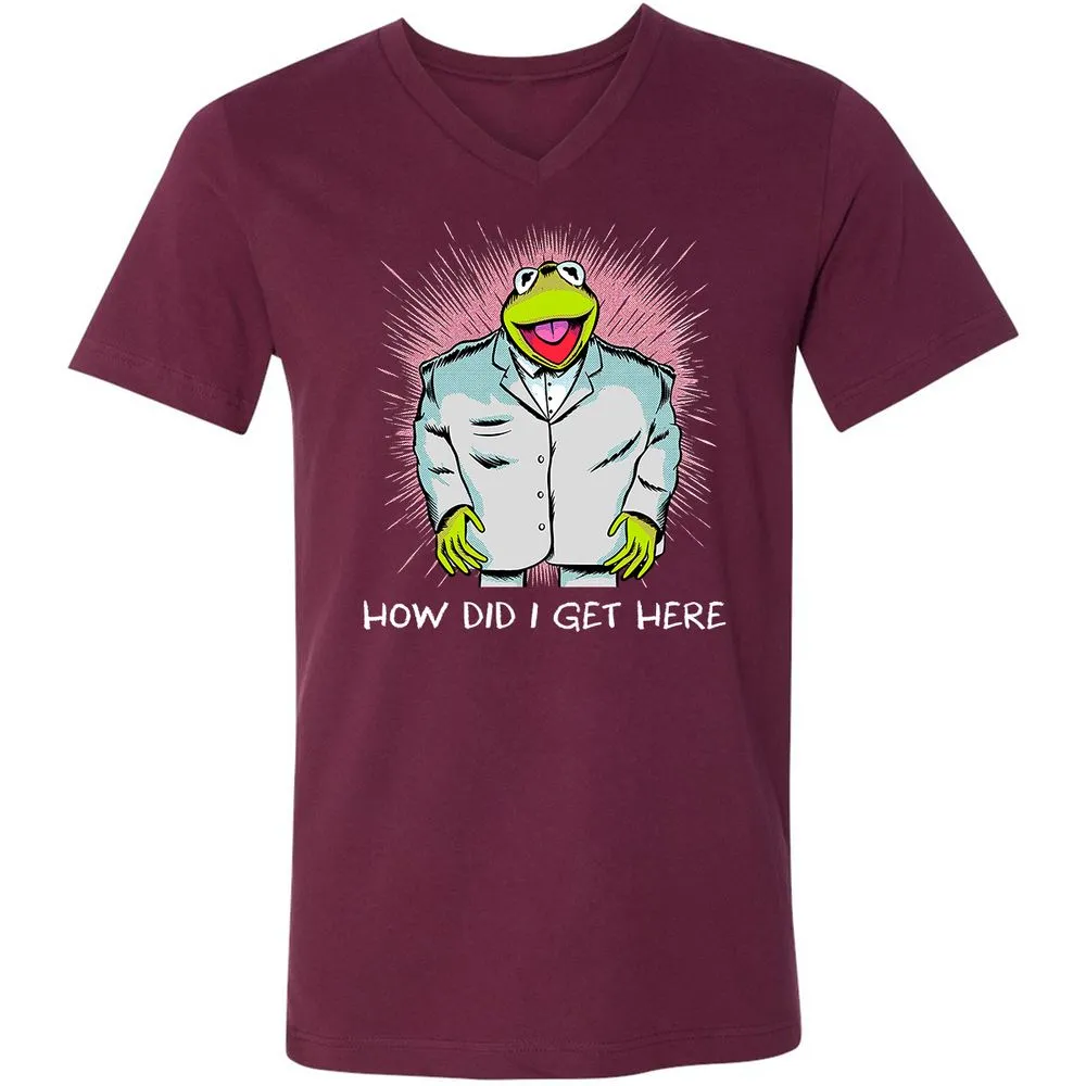Unisex V-Neck T-Shirt - RMLZ74XY - Maroon - 6