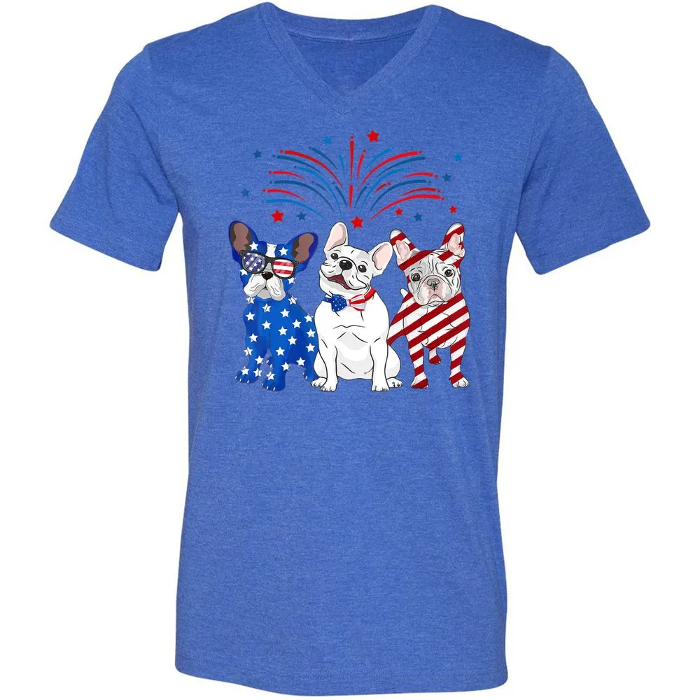 Unisex V-Neck T-Shirt - 35XKGDM8 - Heather True Royal - 14