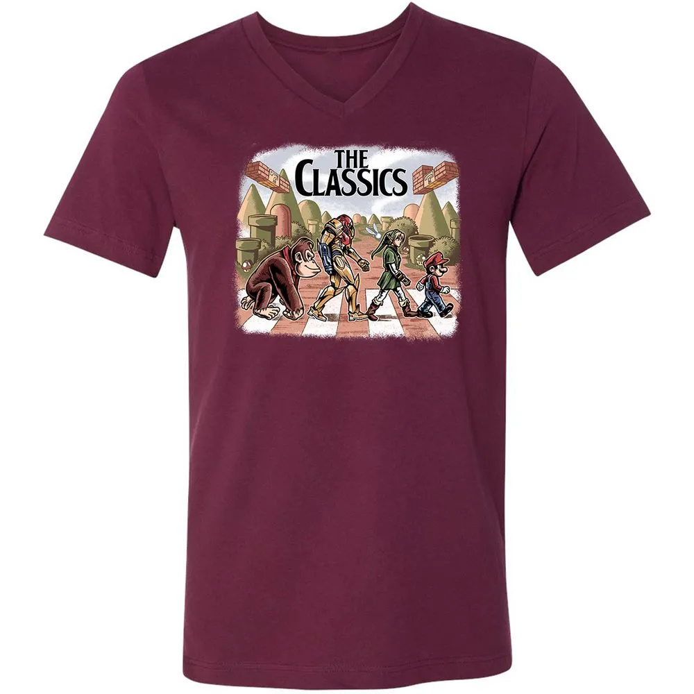 Unisex V-Neck T-Shirt - S9NRU7DJ - Maroon - 6