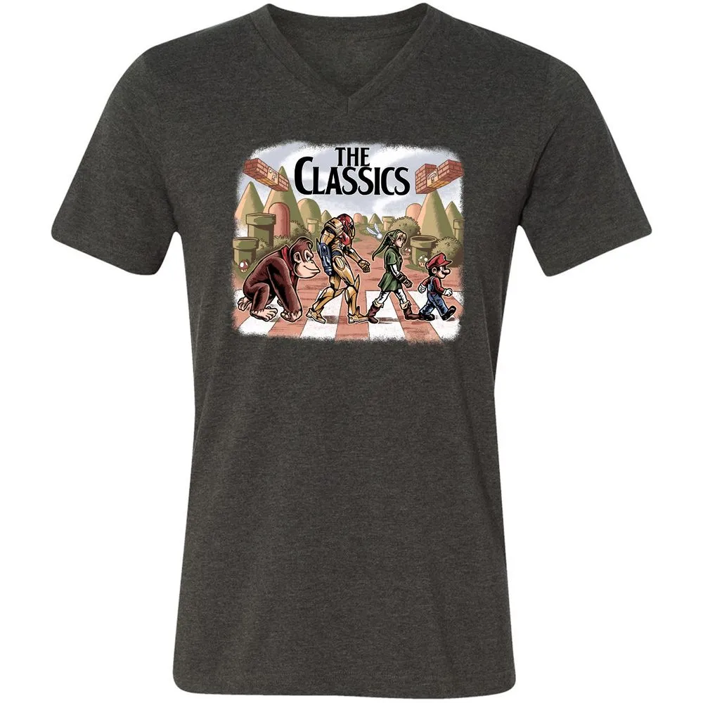 Unisex V-Neck T-Shirt - S9NRU7DJ - Dark Grey Heather - 8