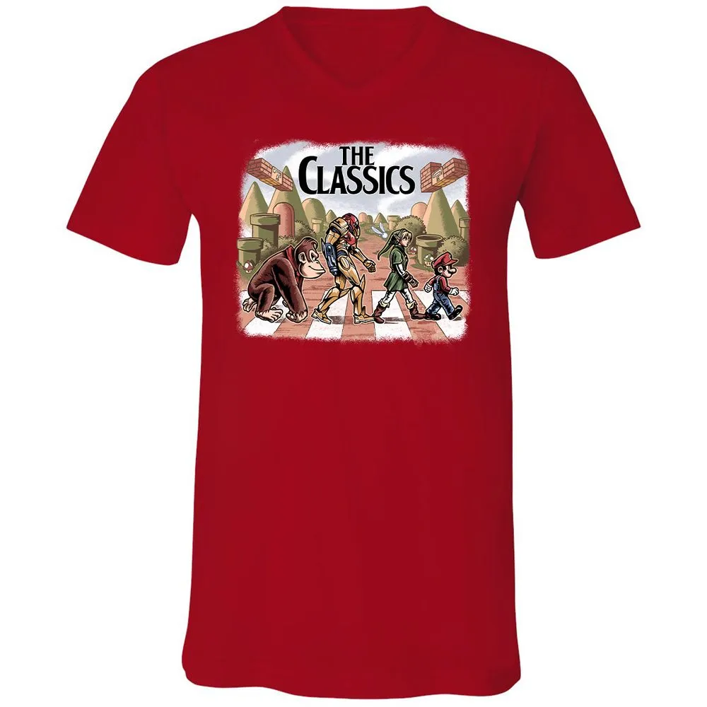 Unisex V-Neck T-Shirt - S9NRU7DJ - Red - 3
