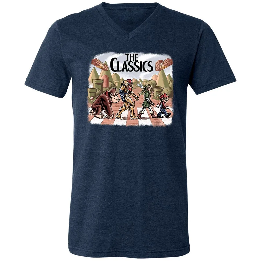 Unisex V-Neck T-Shirt - S9NRU7DJ - Heather Navy - 15