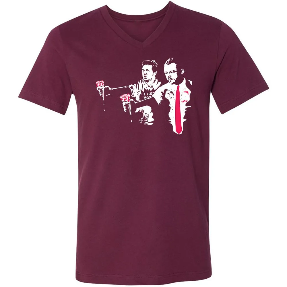 Unisex V-Neck T-Shirt - 18DFFRWE - Maroon - 6