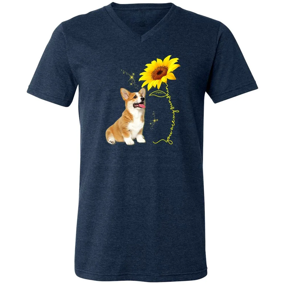 Unisex V-Neck T-Shirt - Y67T6F77 - Heather Navy - 15