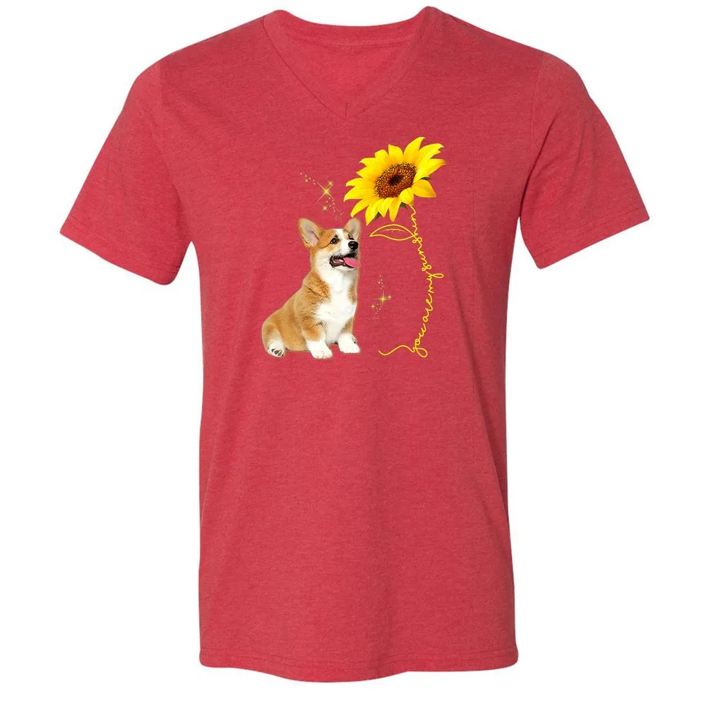 Unisex V-Neck T-Shirt - Y67T6F77 - Heather Red - 16