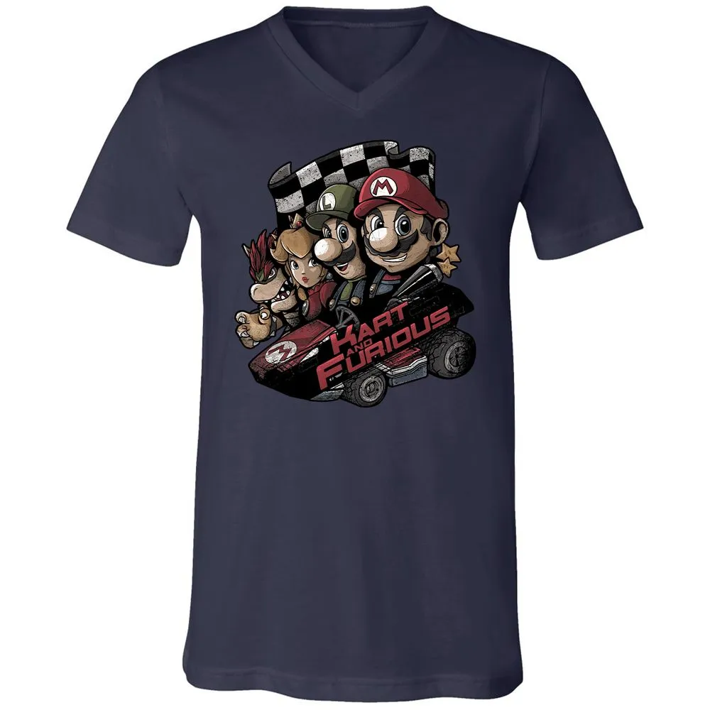 Unisex V-Neck T-Shirt - 6JBP9TWU - Navy - 2