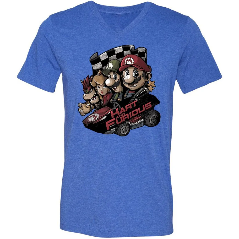 Unisex V-Neck T-Shirt - 6JBP9TWU - Heather True Royal - 14