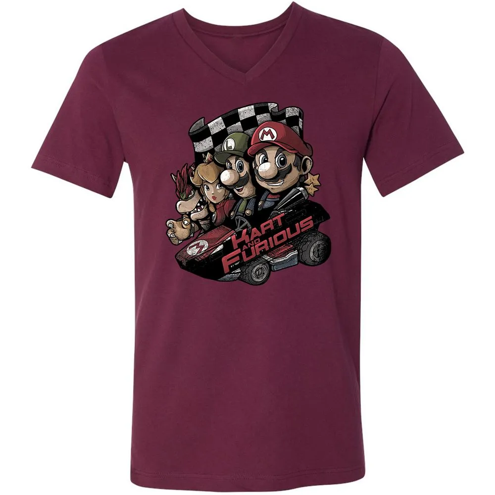 Unisex V-Neck T-Shirt - 6JBP9TWU - Maroon - 6
