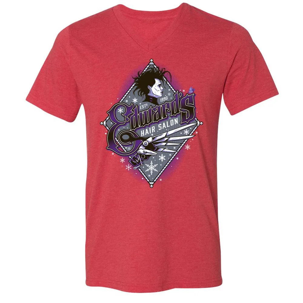 Unisex V-Neck T-Shirt - EXBDHJKM - Heather Red - 16