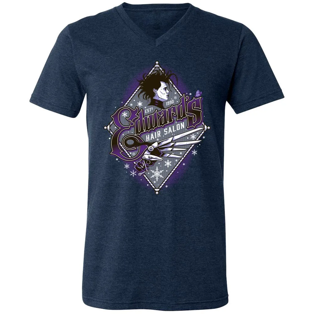 Unisex V-Neck T-Shirt - EXBDHJKM - Heather Navy - 15