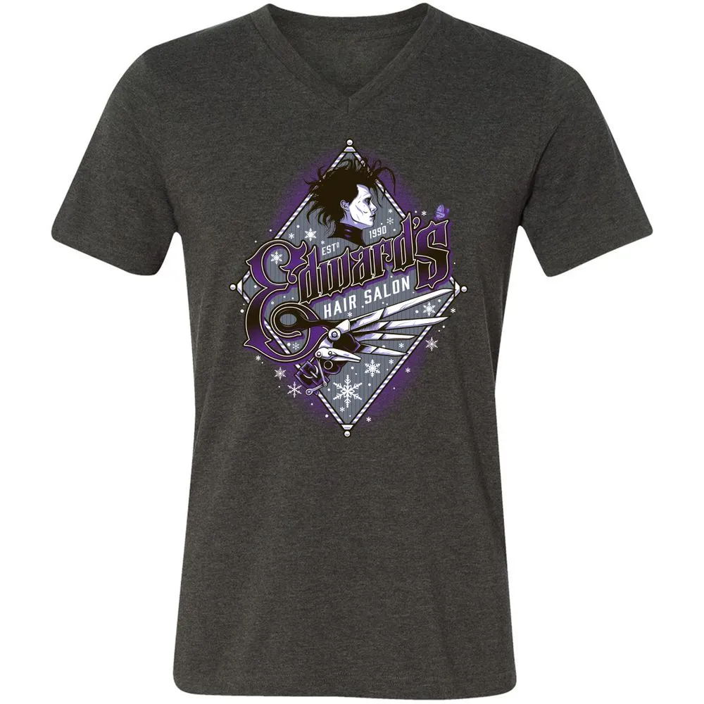 Unisex V-Neck T-Shirt - EXBDHJKM - Dark Grey Heather - 8