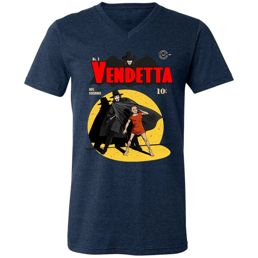 Unisex V-Neck T-Shirt - Q3BPE3W5 - Heather Navy - 15