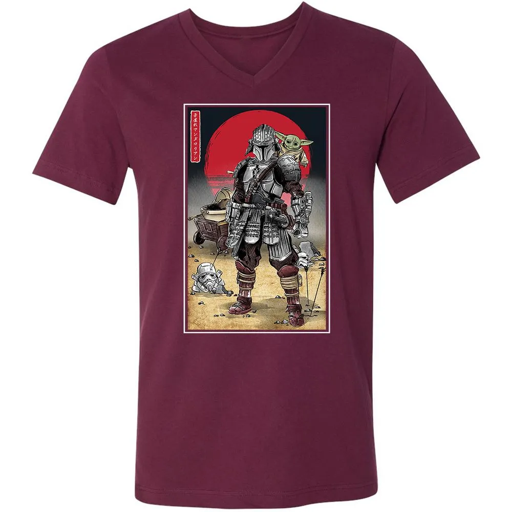 Unisex V-Neck T-Shirt - KEJKCCFN - Maroon - 6