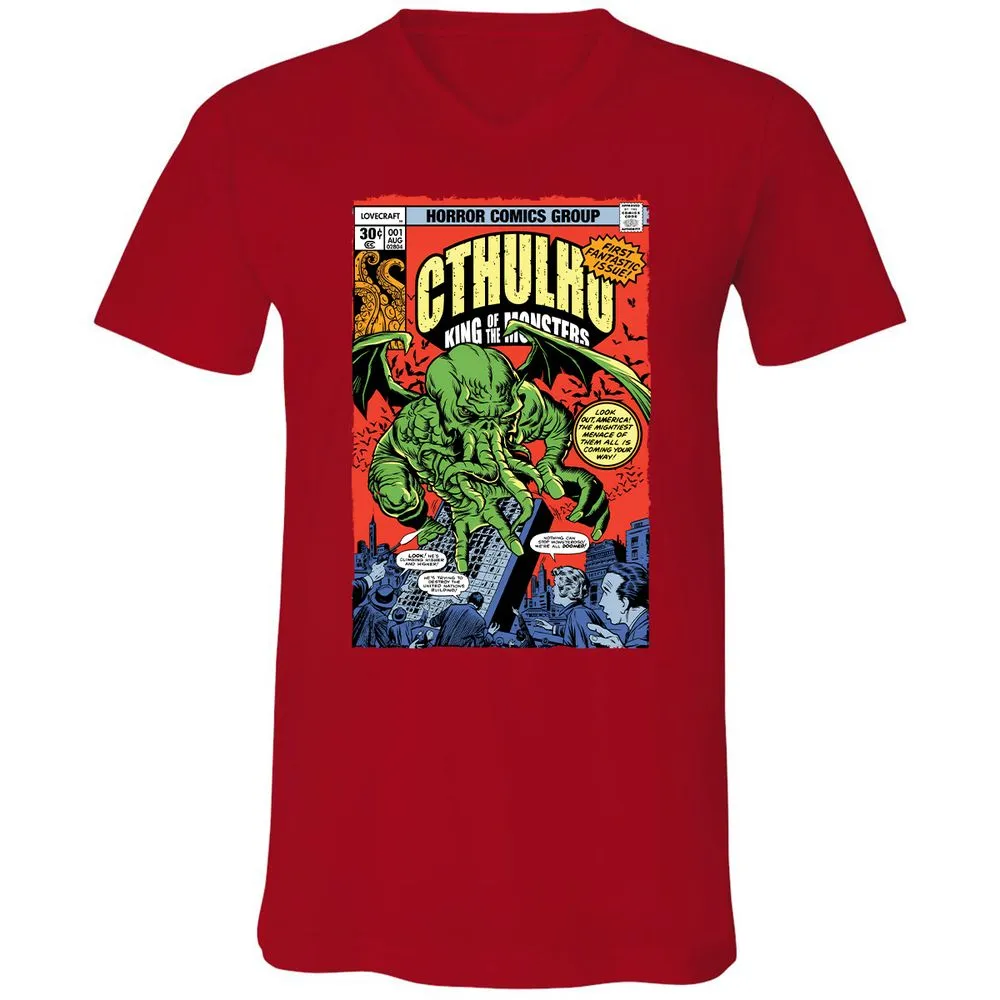 Unisex V-Neck T-Shirt - XKZ1X9TJ - Red - 3