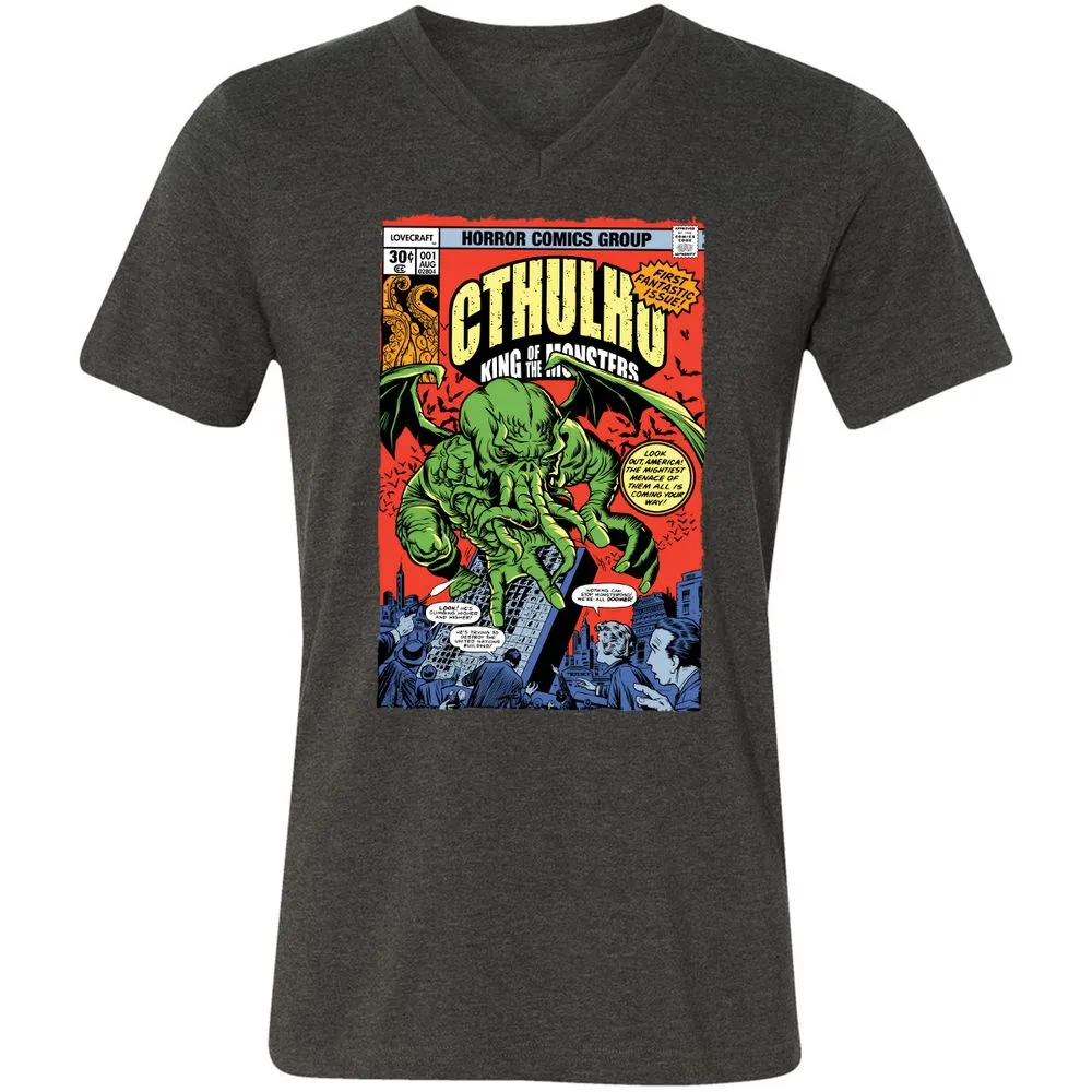 Unisex V-Neck T-Shirt - XKZ1X9TJ - Dark Grey Heather - 8
