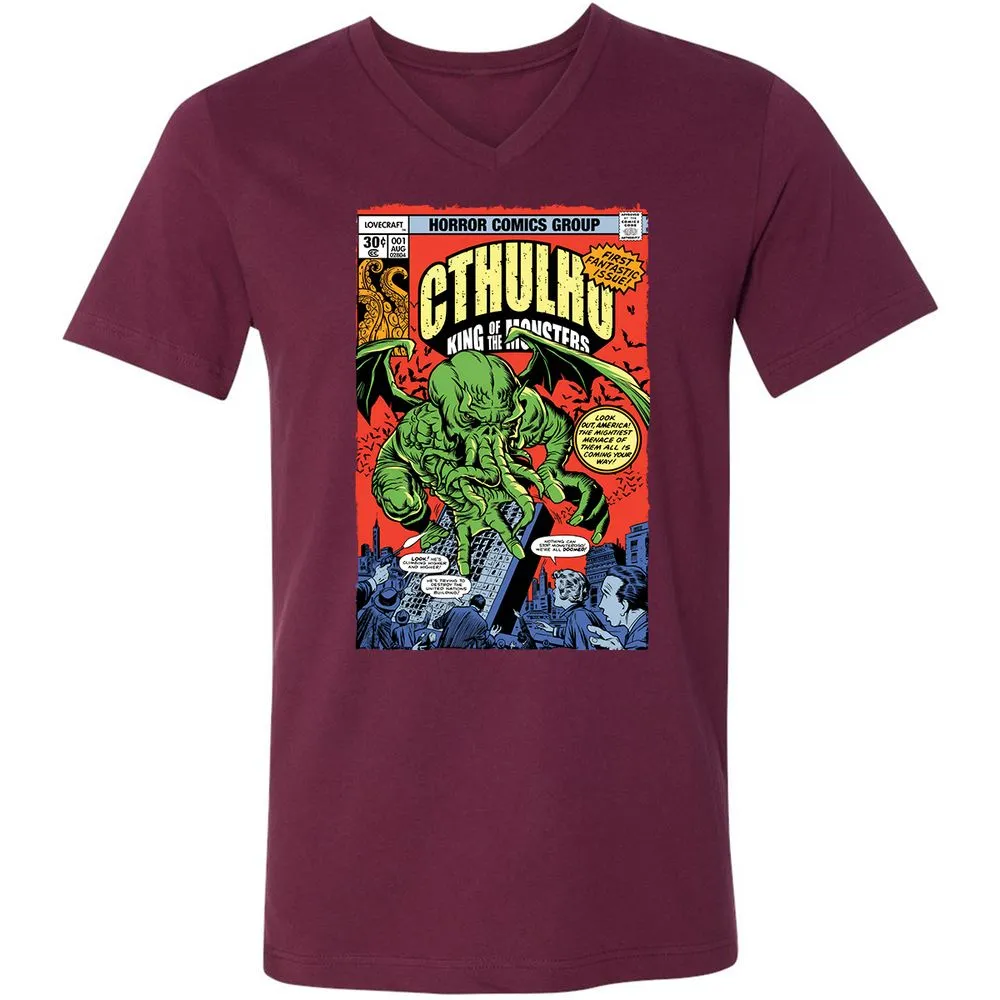 Unisex V-Neck T-Shirt - XKZ1X9TJ - Maroon - 6