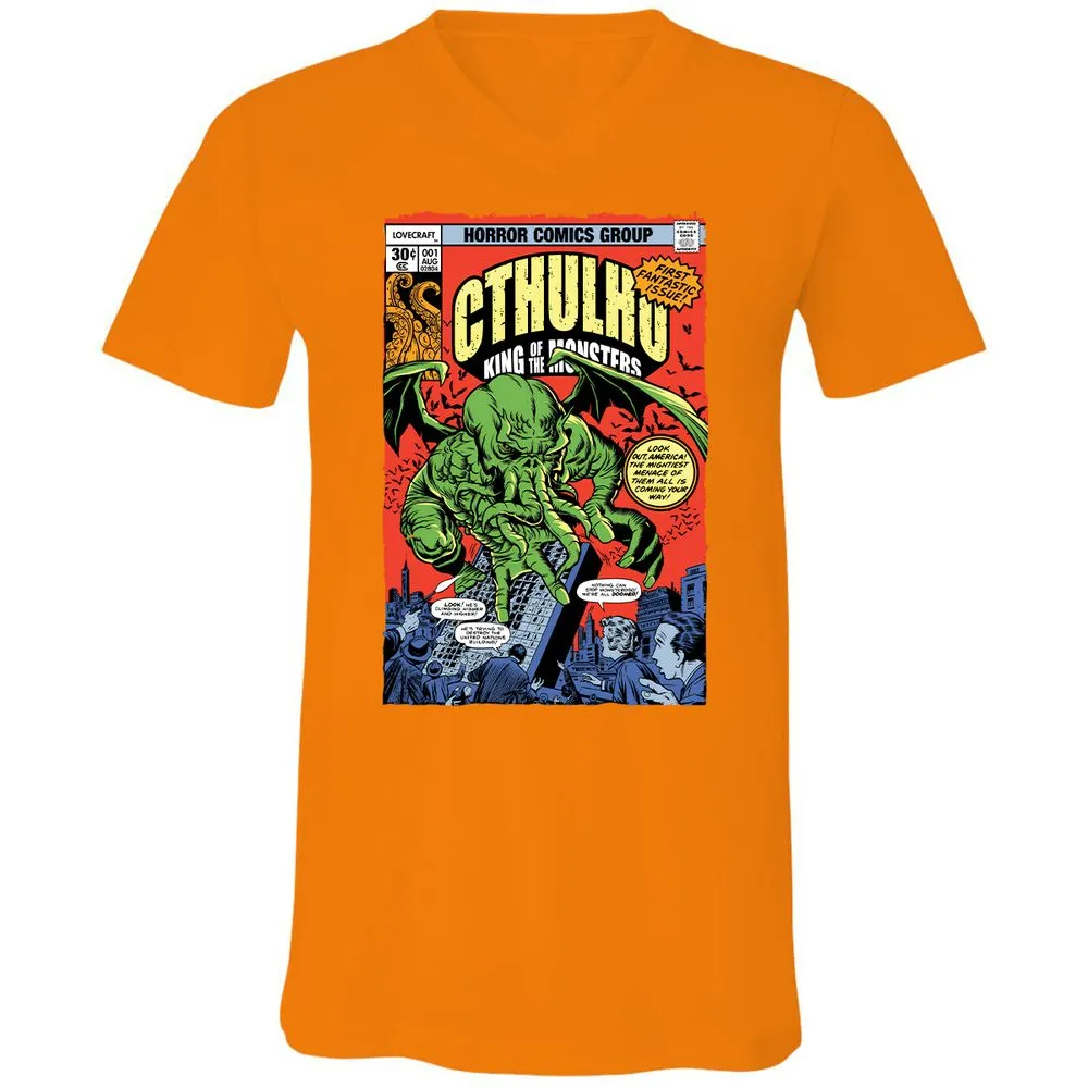 Unisex V-Neck T-Shirt - XKZ1X9TJ - Orange - 11