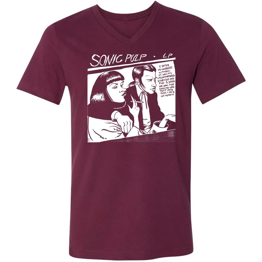 Unisex V-Neck T-Shirt - VZ8TQNLR - Maroon - 6