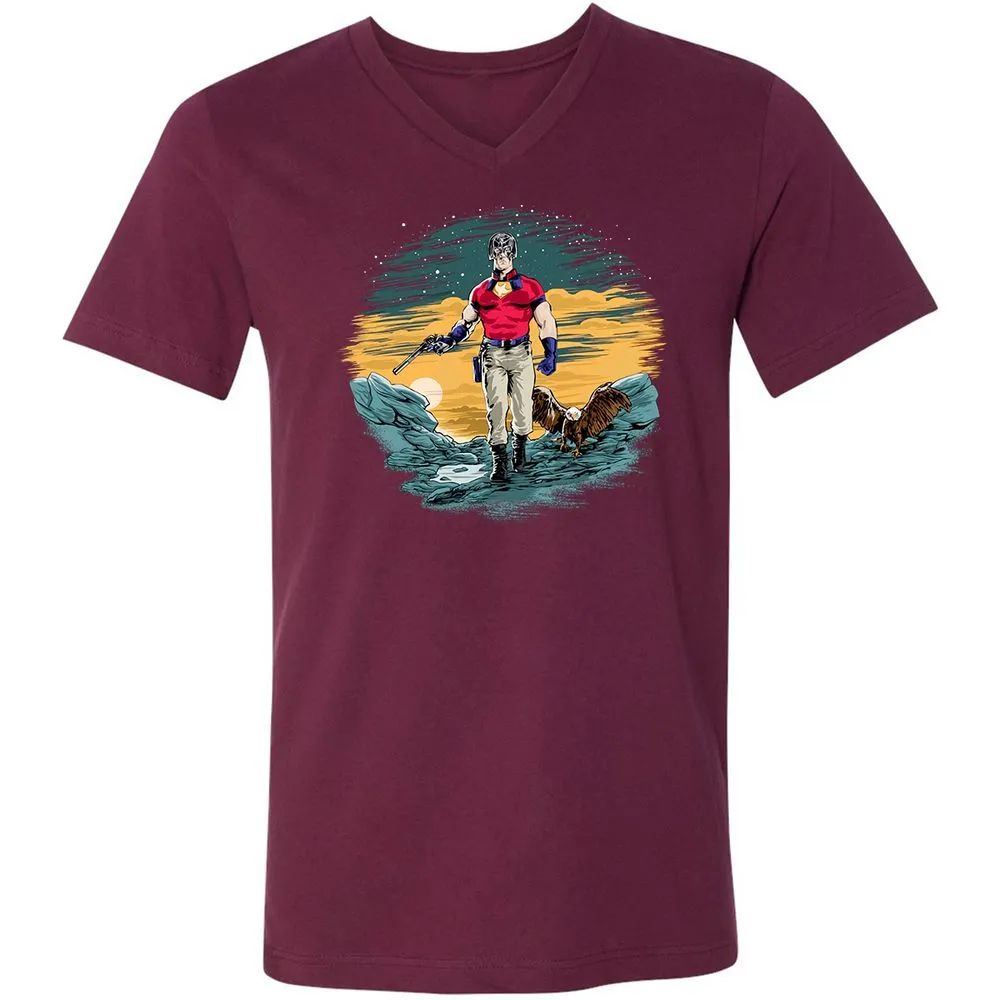 Unisex V-Neck T-Shirt - EGTFR1WN - Maroon - 6