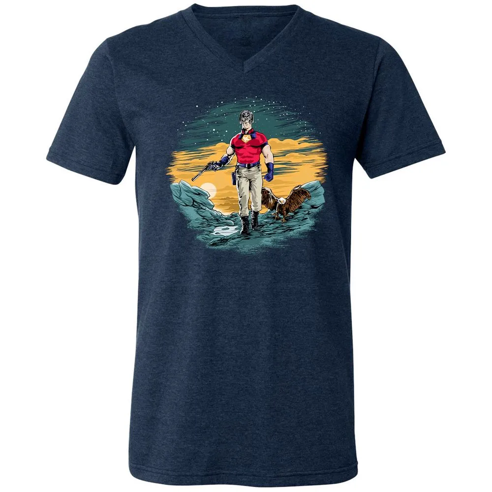 Unisex V-Neck T-Shirt - EGTFR1WN - Heather Navy - 15