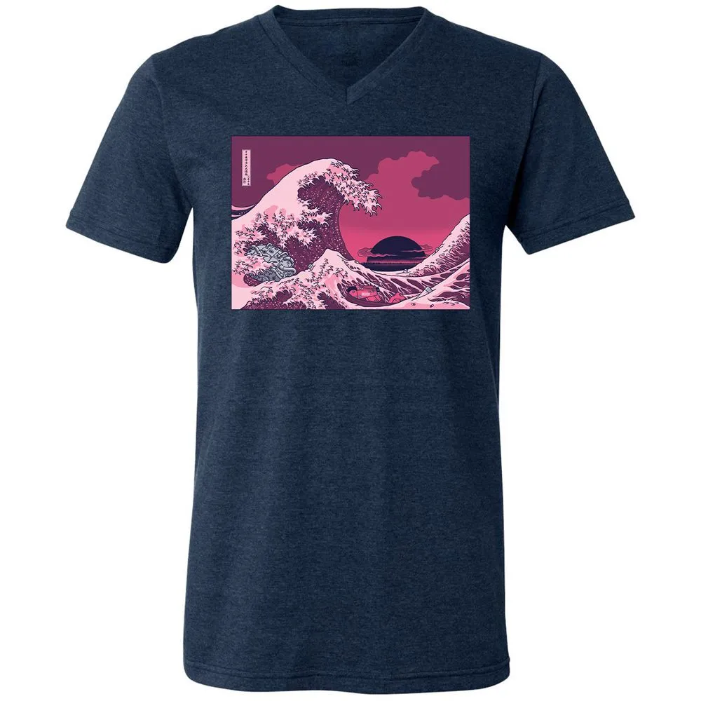 Unisex V-Neck T-Shirt - X3K16NQX - Heather Navy - 15