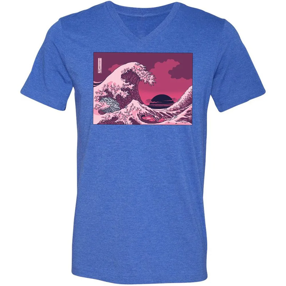 Unisex V-Neck T-Shirt - X3K16NQX - Heather True Royal - 14