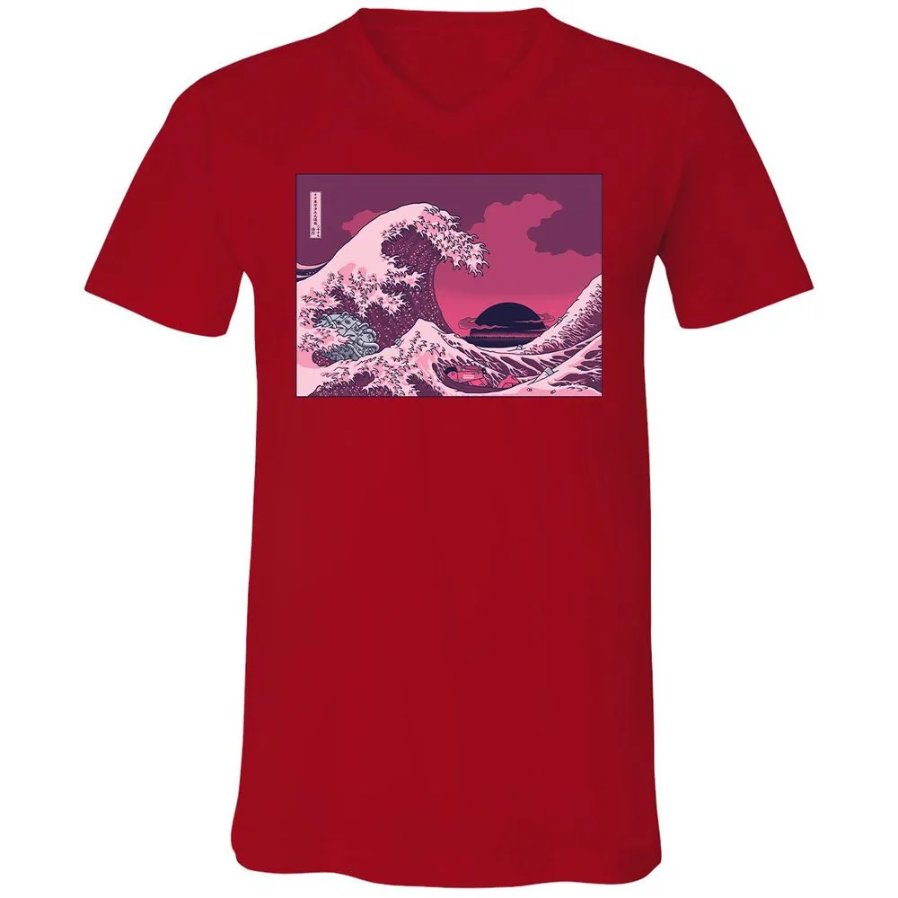 Unisex V-Neck T-Shirt - X3K16NQX - Red - 3