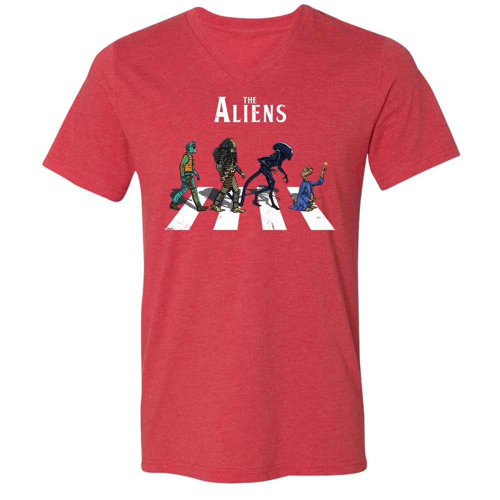 Unisex V-Neck T-Shirt - A22VMUFS - Heather Red - 16