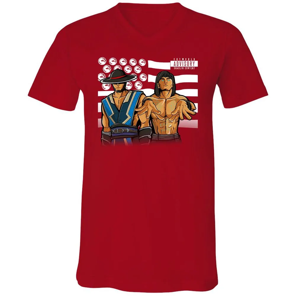 Unisex V-Neck T-Shirt - HZHQRXWW - Red - 3