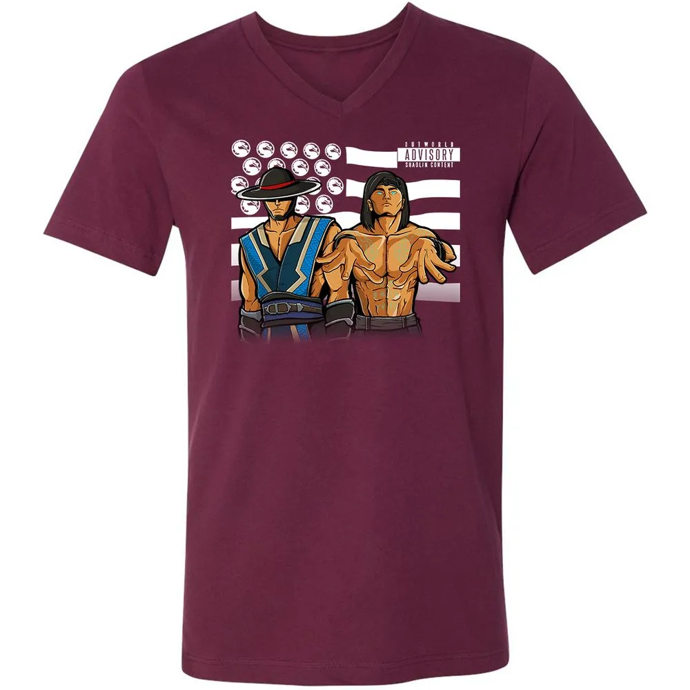 Unisex V-Neck T-Shirt - HZHQRXWW - Maroon - 6