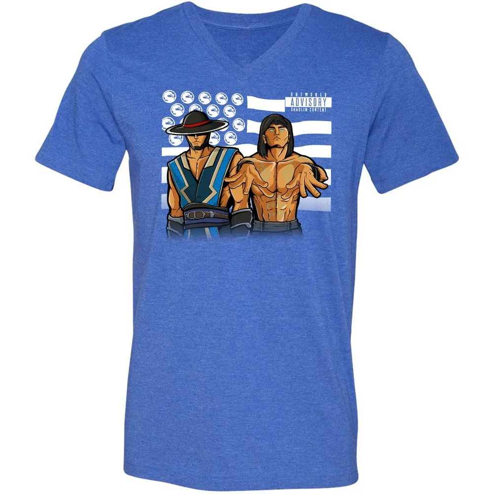 Unisex V-Neck T-Shirt - HZHQRXWW - Heather True Royal - 14