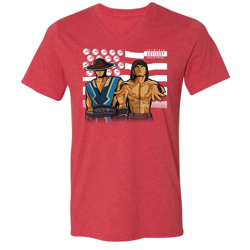 Unisex V-Neck T-Shirt - HZHQRXWW - Heather Red - 16